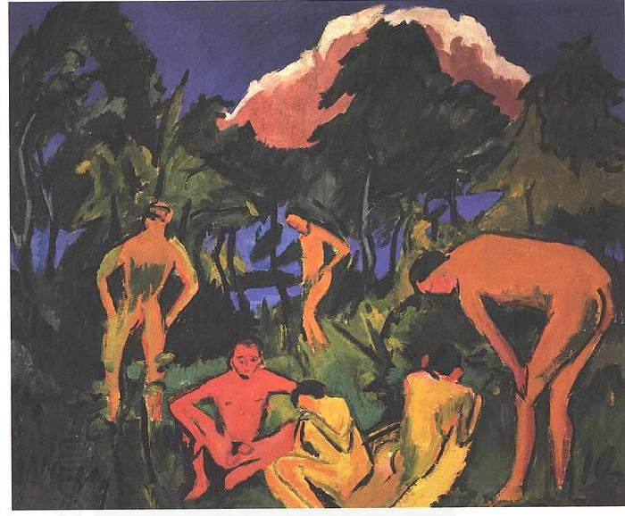 Ernst Ludwig Kirchner Nudes in the sun - Moritzburg oil painting picture